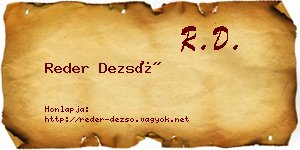 Reder Dezső névjegykártya